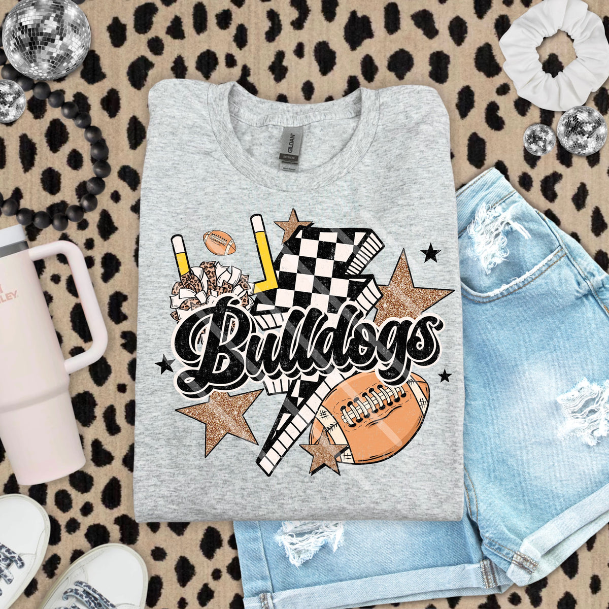 Bulldogs Football Mascot Checker Lightning Scarlow 110202 DTF transfer