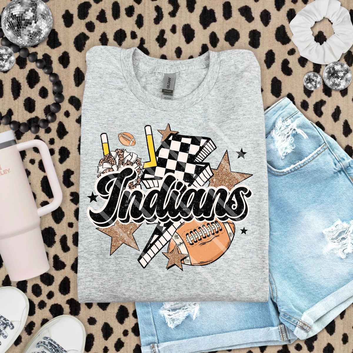 Indians Football Mascot Checker Lightning Scarlow 110203 DTF transfer