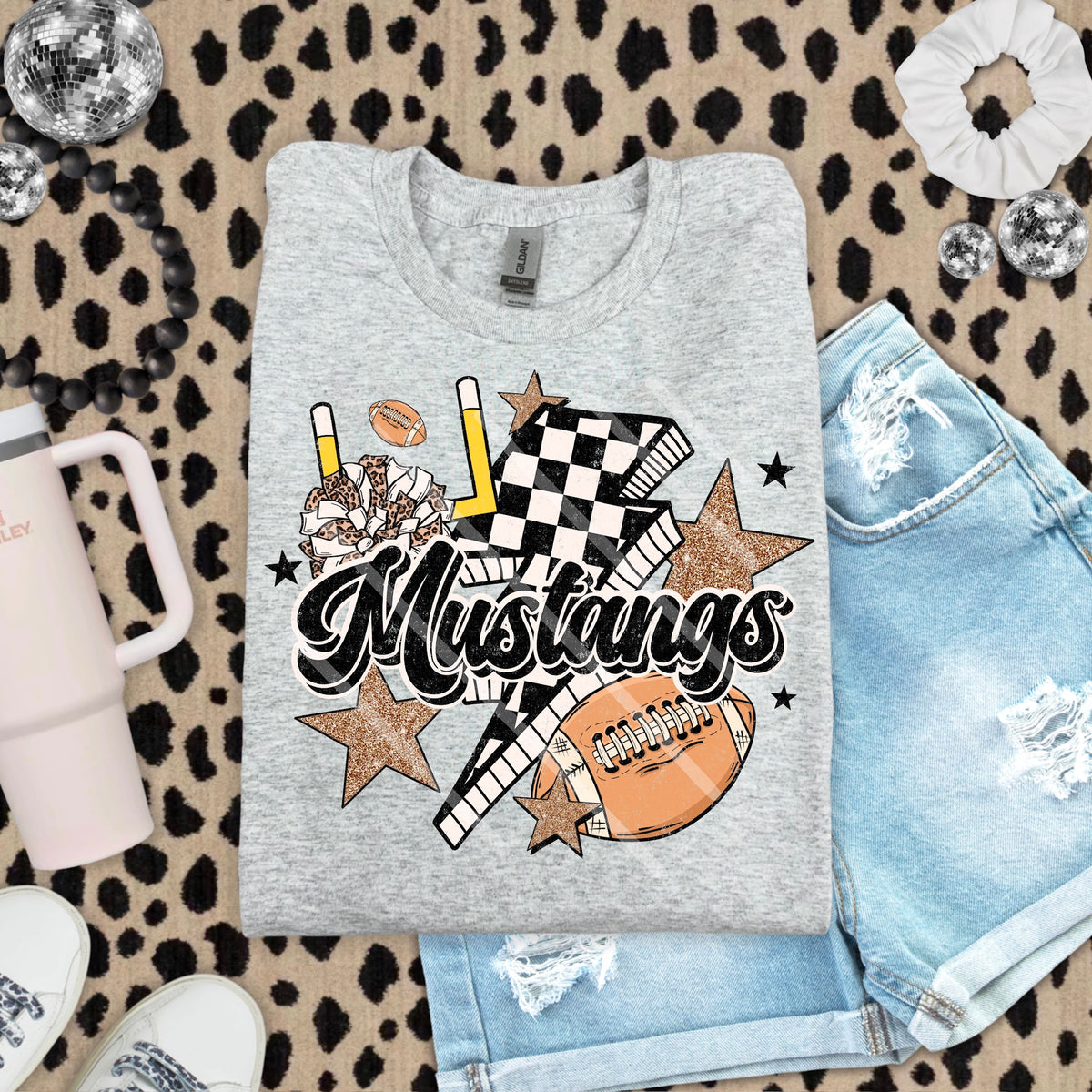 Mustangs Football Mascot Checker Lightning Scarlow 110201 DTF transfer