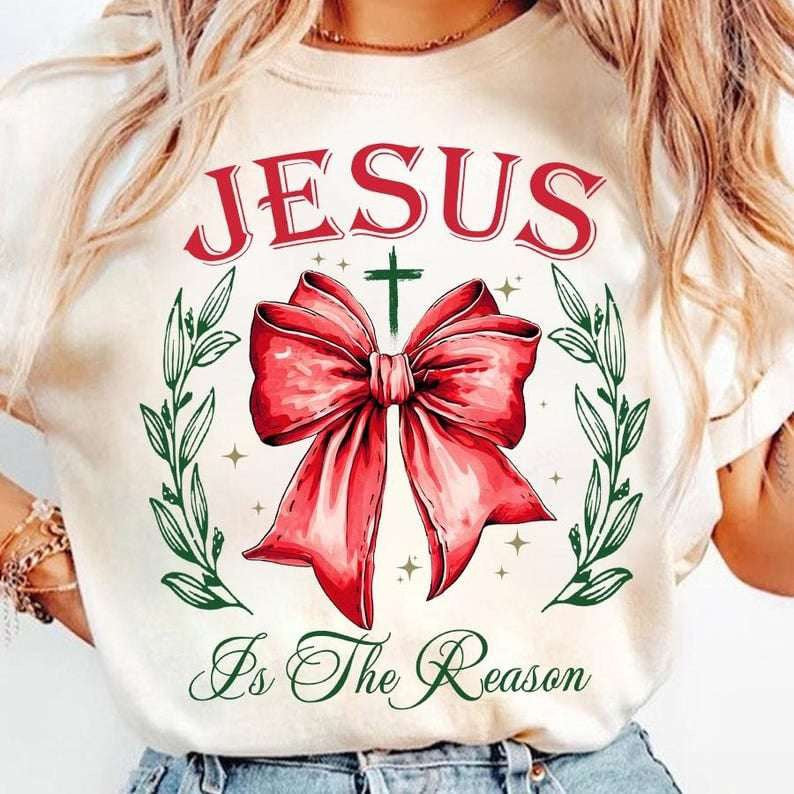 Jesus is the reason for the season red bow 70442 DTF transfer