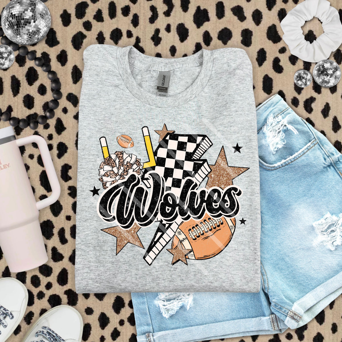 Wolves Football Mascot Checker Lightning Scarlow 110194 DTF transfer