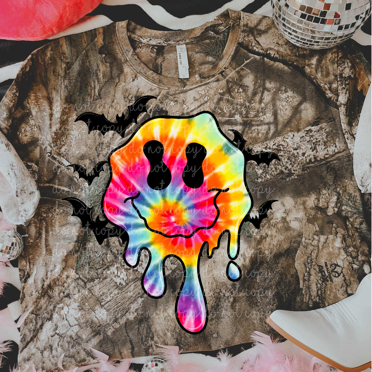 Tie Dye Happy (MMD) DTF transfer
