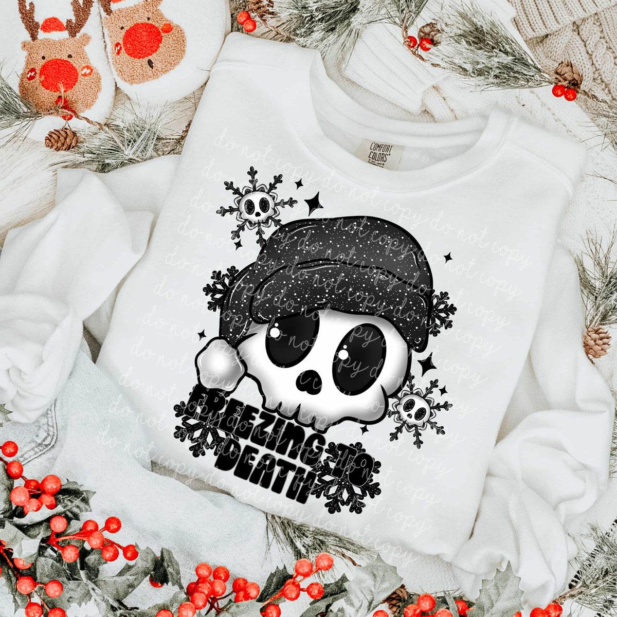 Freezing to death skull (MMD) DTF transfer