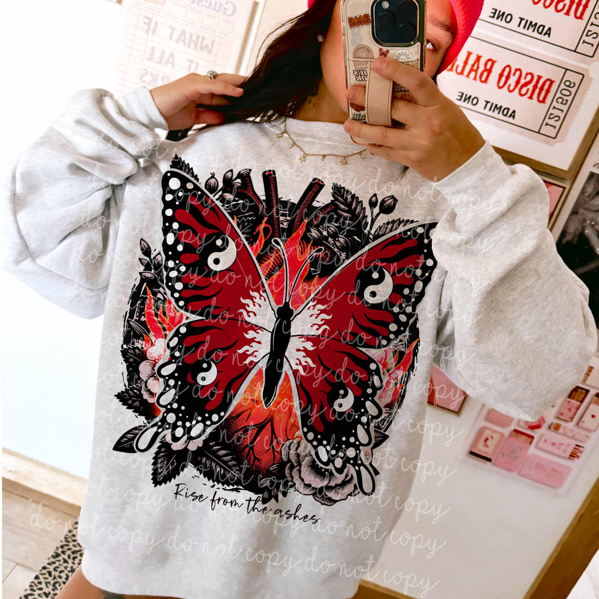 Red Yin Yang butterfly (MMD) DTF transfer