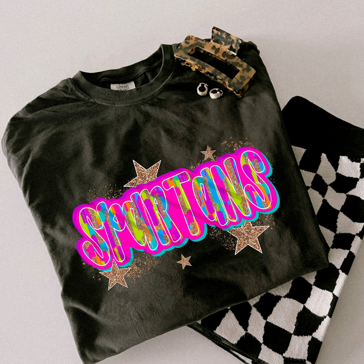 Spartans Rainbow Mascot glitter gold stars scarlow 110386 DTF transfer