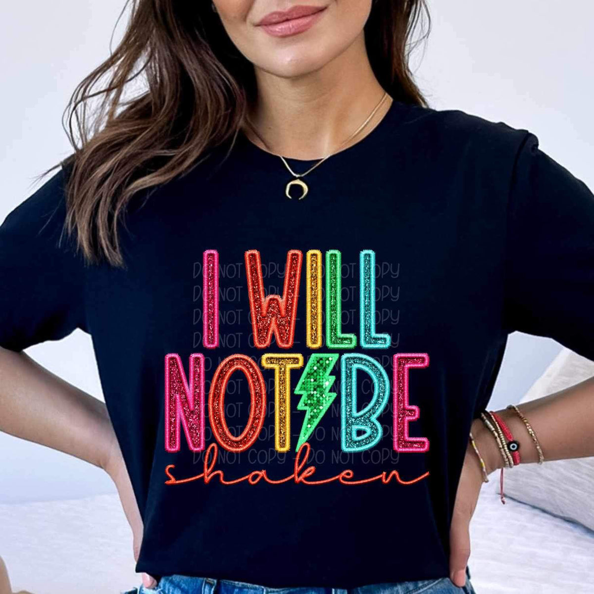 I will not be shaken rainbow font 26071 DTF transfer