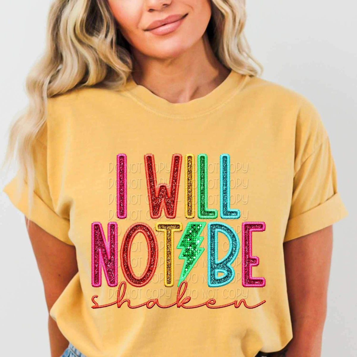 I will not be shaken rainbow font 26071 DTF transfer