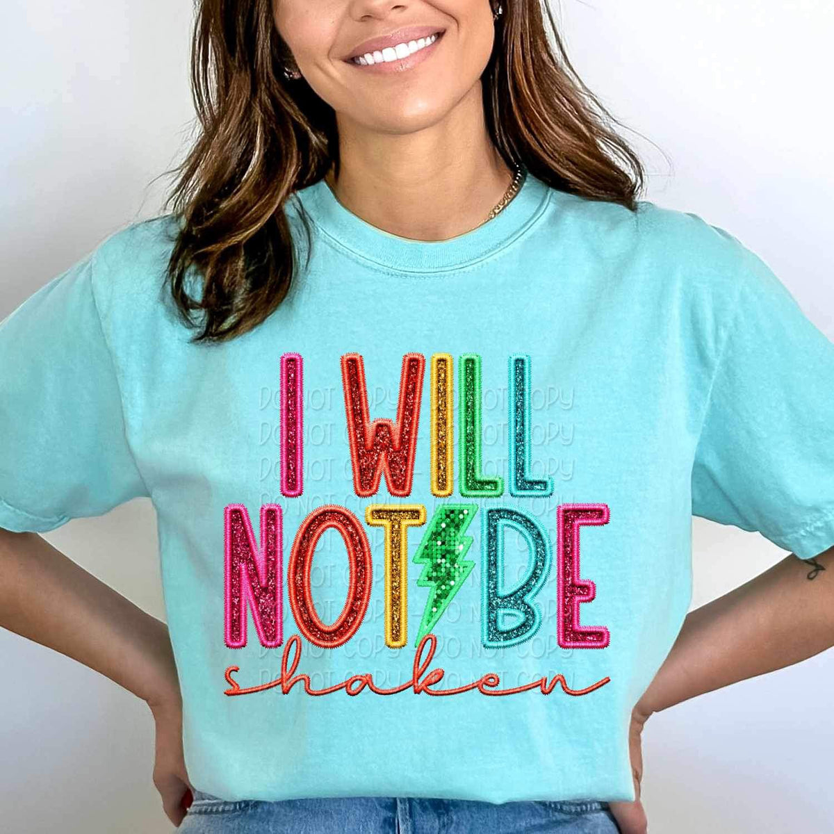 I will not be shaken rainbow font 26071 DTF transfer
