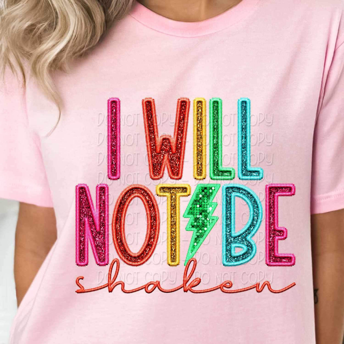 I will not be shaken rainbow font 26071 DTF transfer