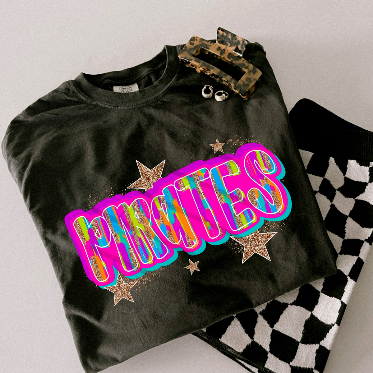 Pirates Rainbow Mascot glitter gold stars scarlow 110370 DTF transfer