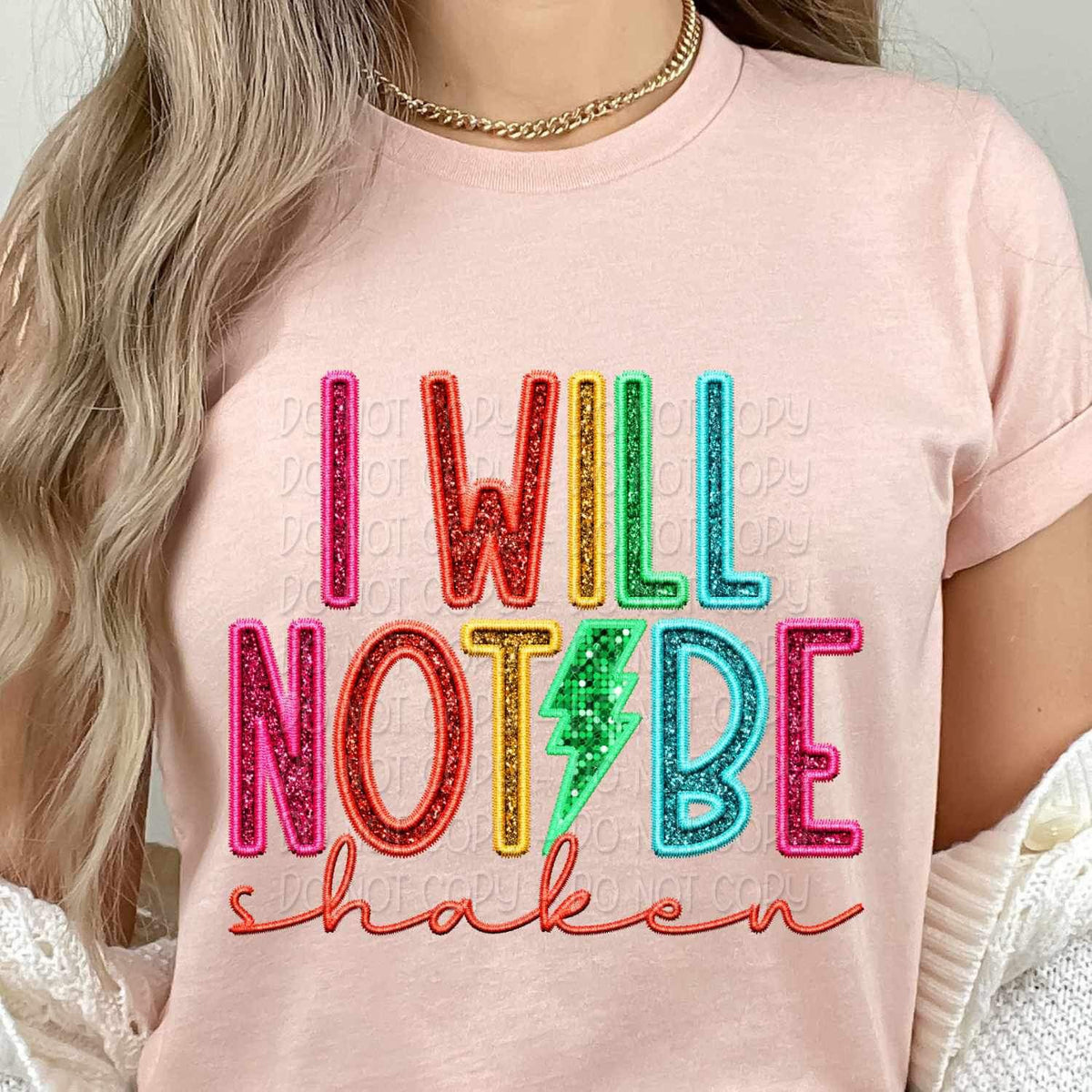 I will not be shaken rainbow font 26071 DTF transfer