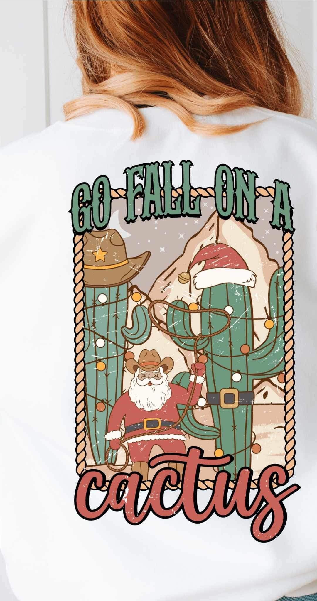 Go fall on a cactus (santa lassoing with Christmas decorated cactuses) 16178 DTF Transfer