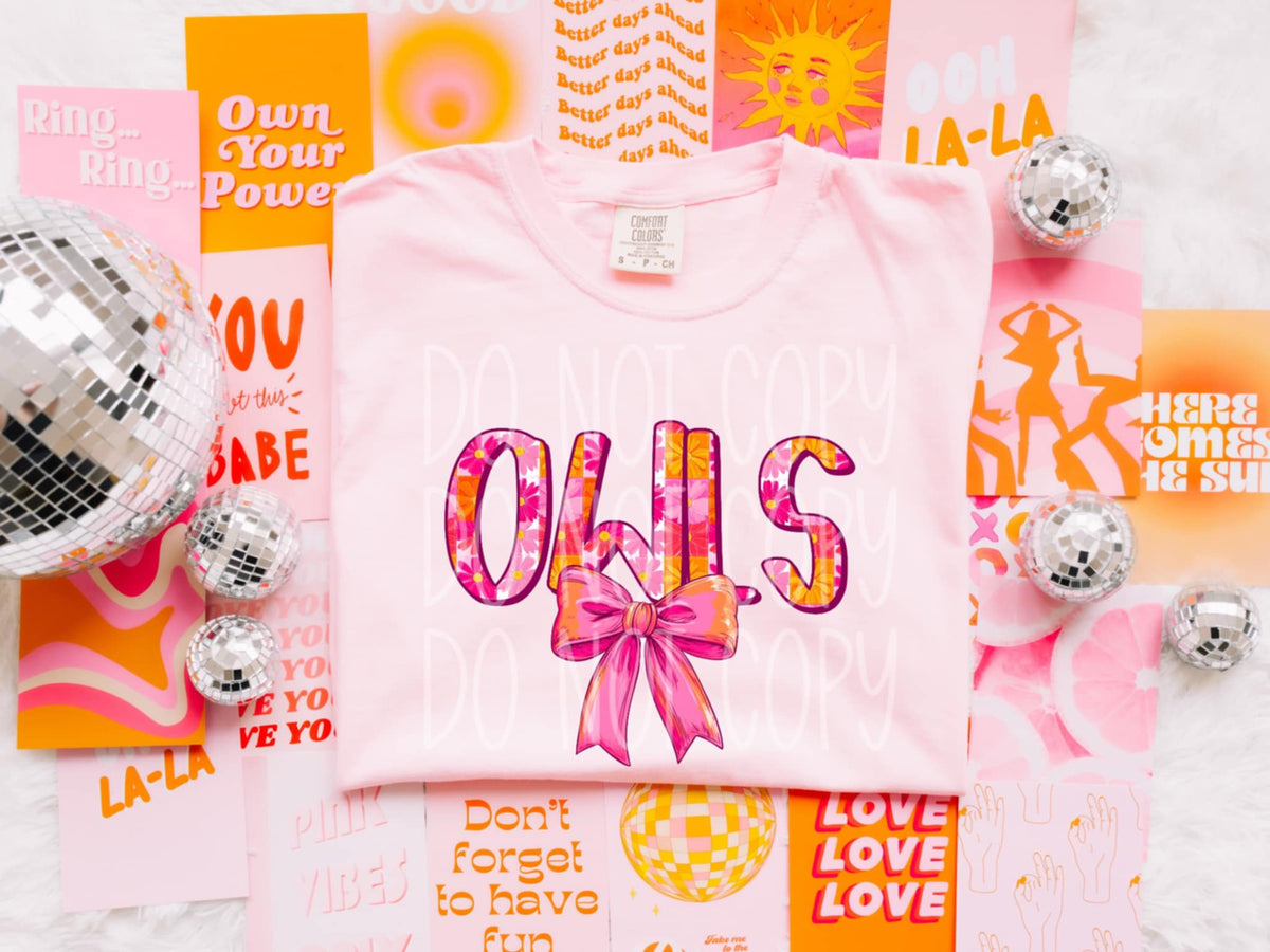 Owls orange and pink (PH) 96218 DTF transfer