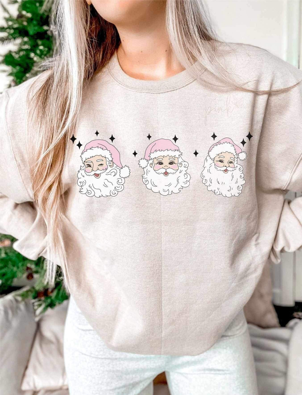 Trio santas with pink hats 16161 DTF Transfer