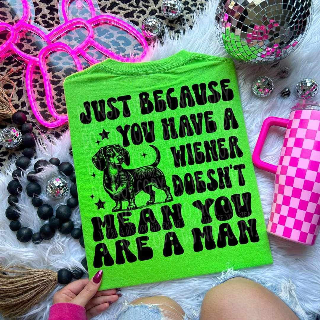 Just because you have a weiner doesn’t make you a man (LYTTLE) 26086 DTF transfer