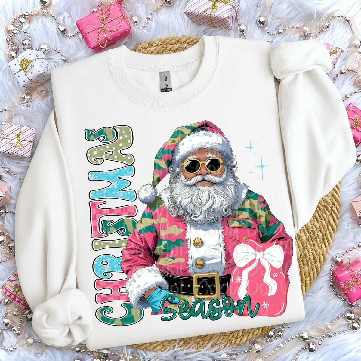 Christmas Season camo Santa lighter skin tone (virgo) DTF transfer