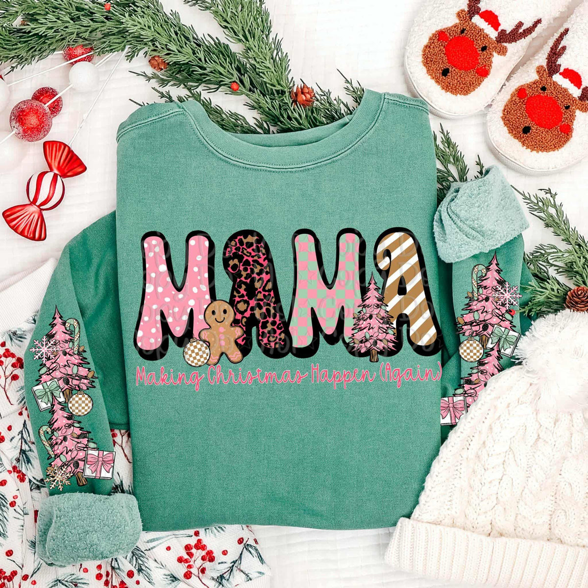 Mama making Christmas happen front only (virgo) DTF transfer