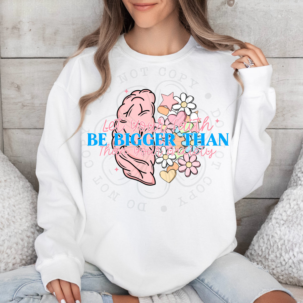 Let your faith be bigger than your anxiety (blue font) 30312 DTF transfers