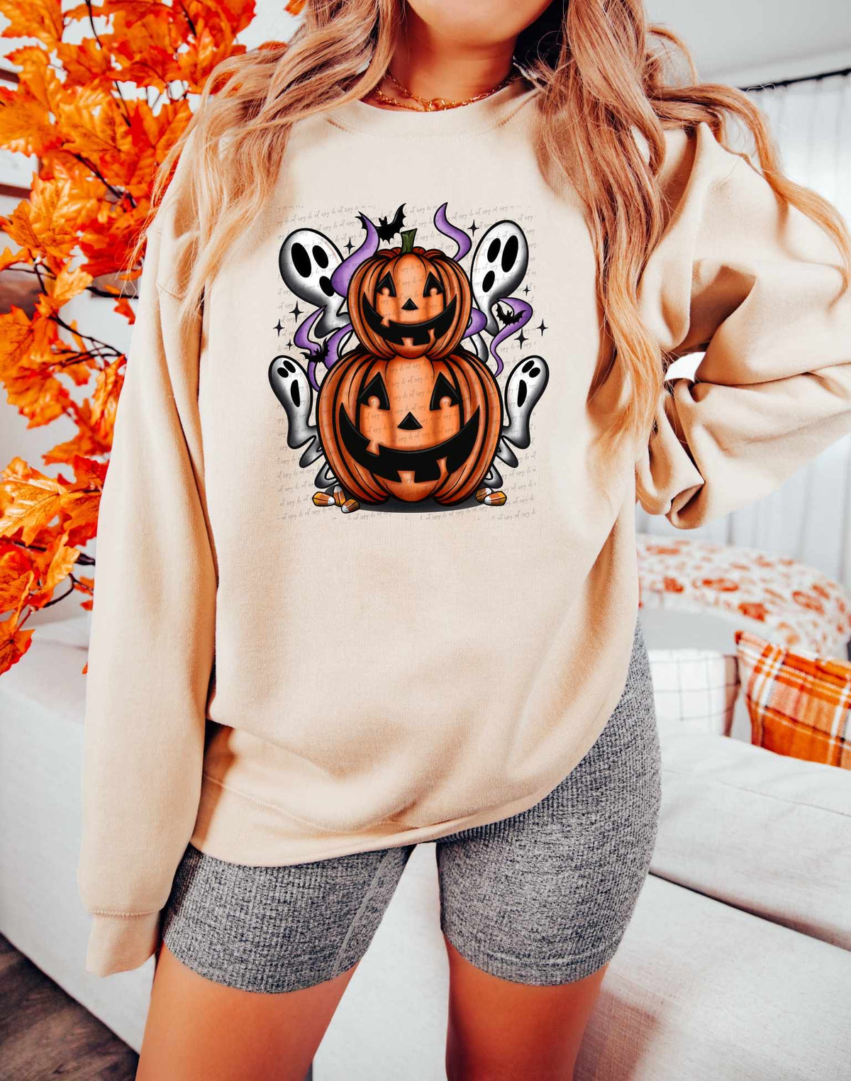 Stacked pumpkins and ghosts 36158 DTF transfer