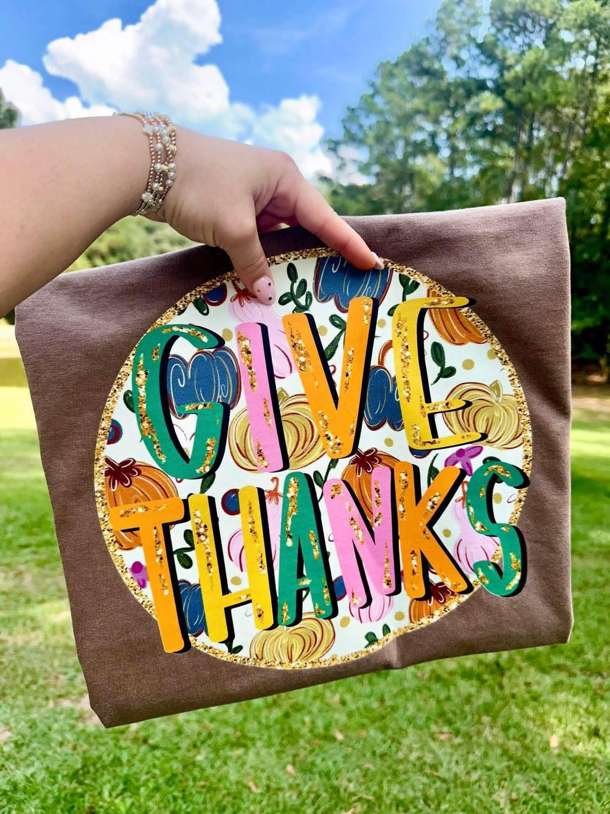 Give thanks circle DTF transfer