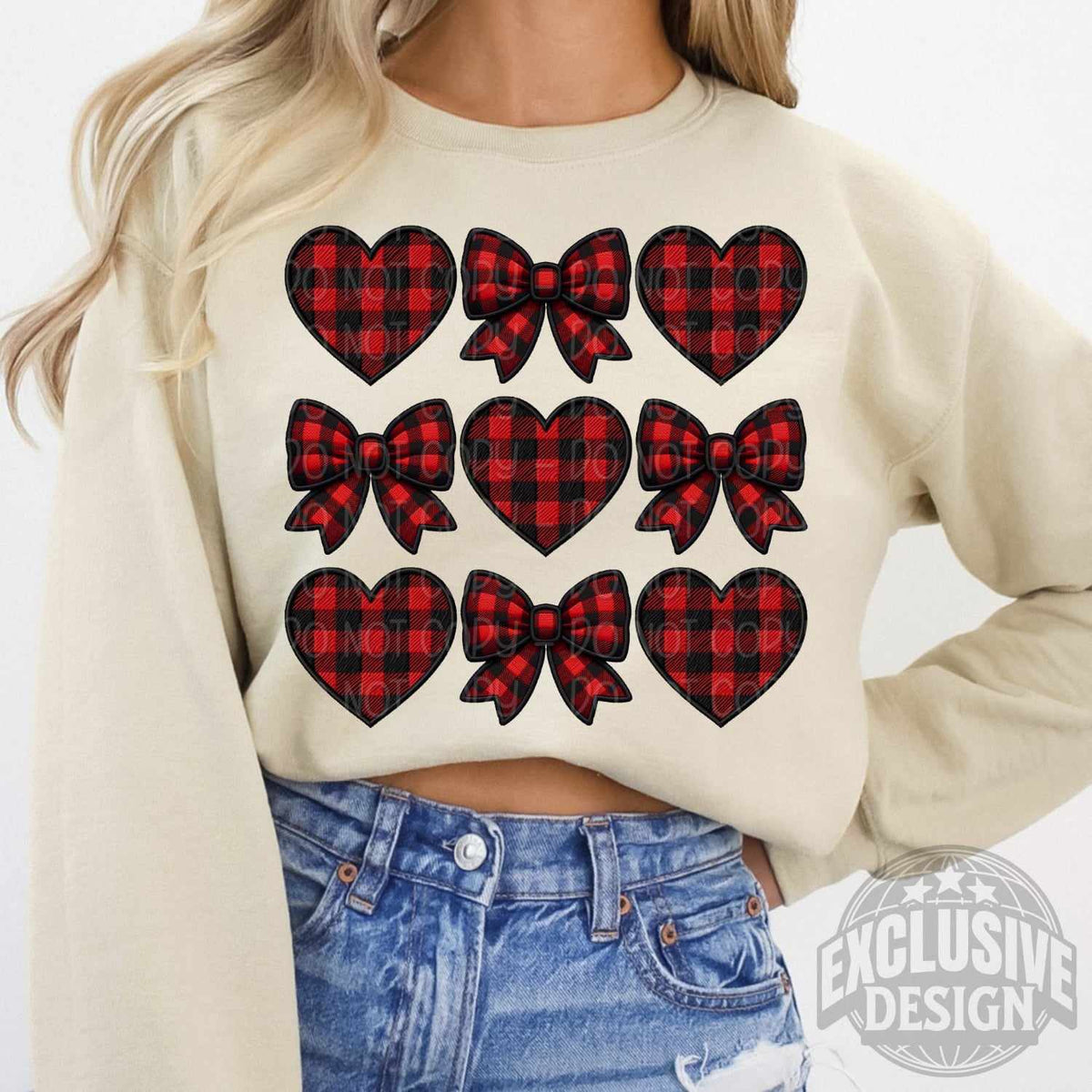 Plaid heart collage 70523 DTF transfer