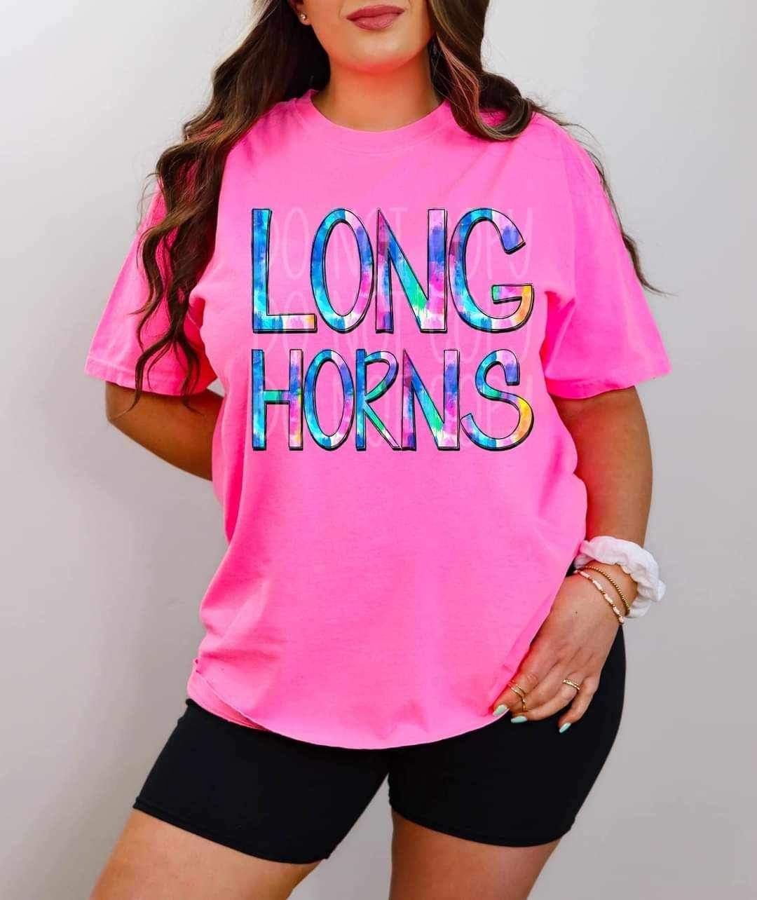 Longhorns tie dye font 26179 DTF transfer