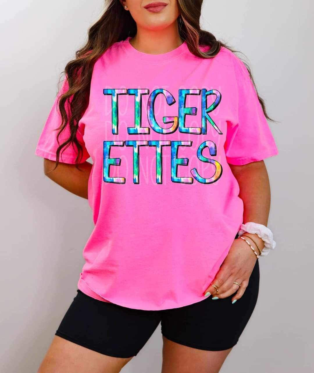 Tigerettes tie dye font 26178 DTF transfer