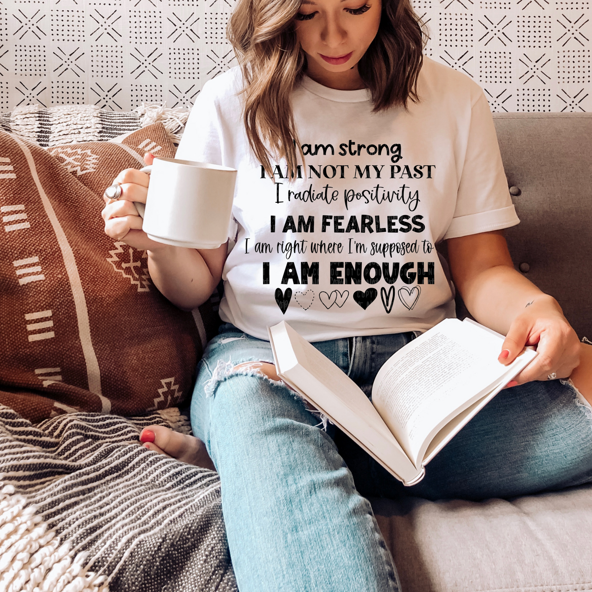 I am strong I am not my past BLACK (woodlief) DTF transfer