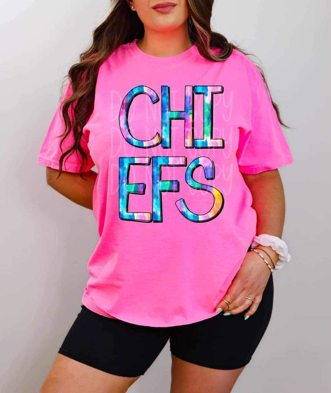 Chiefs tie dye font 26175 DTF transfer