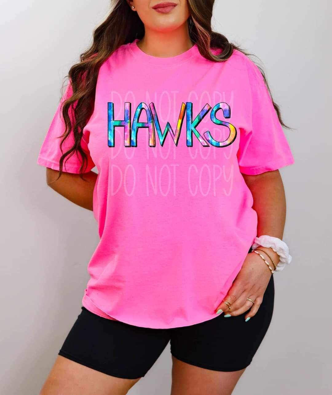 Hawks tie dye font 26170 DTF transfer