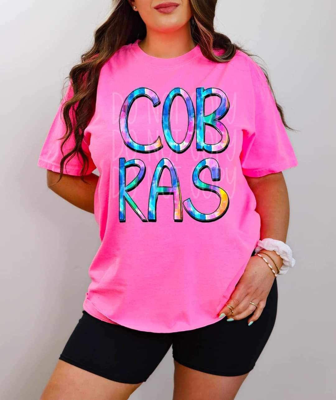 Cobras tie dye font 26162 DTF transfer