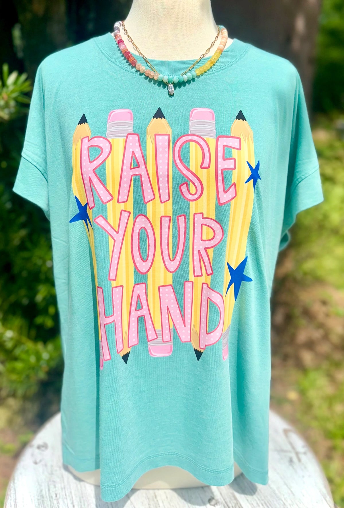 Raise your hand pencil stripes DTF Transfer