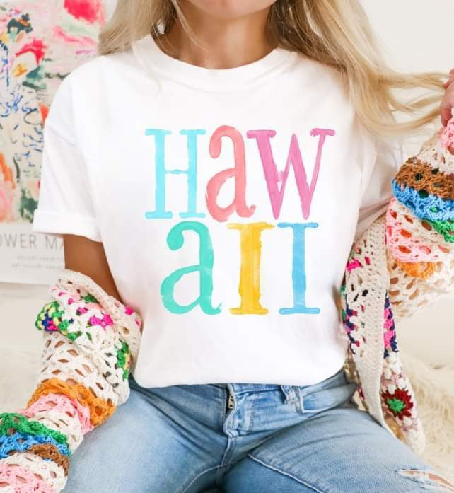 Hawaii multi color font 26142 DTF transfer