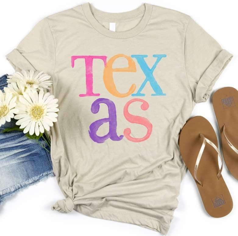 Texas multi color font 26139 DTF transfer
