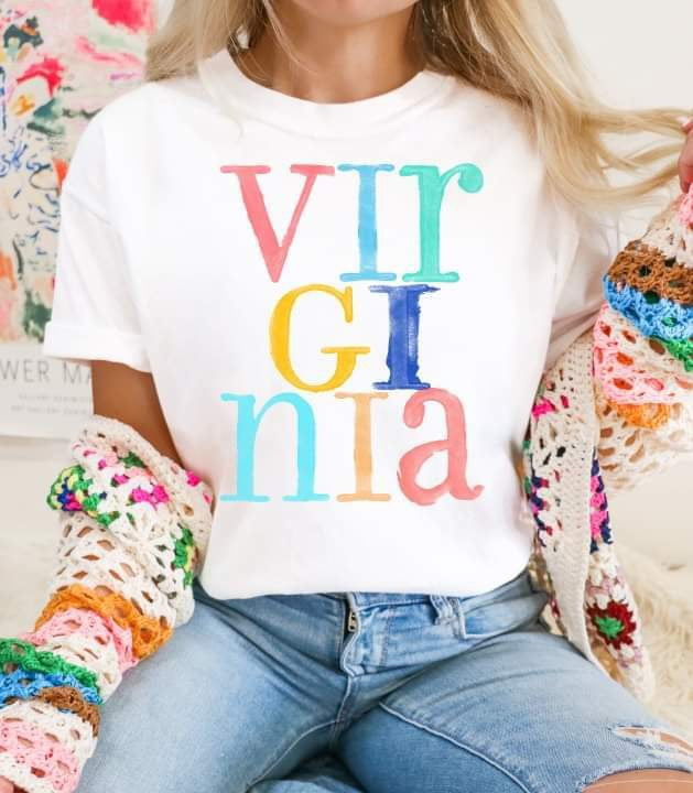 Virginia multi color font 26138 DTF transfer