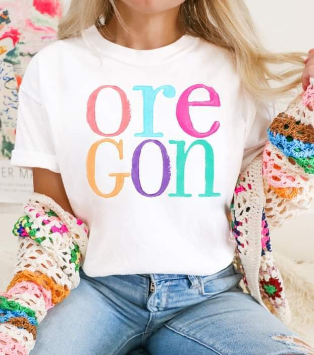Oregon multi color font 26133 DTF transfer