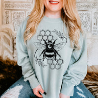 Bee with honeycomb BLACK 11208 DTF TRANSFER