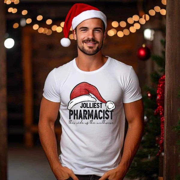 Jolliest PHARMACIST this side of the nuthouse (with santa hat) 16294 DTF Transfer