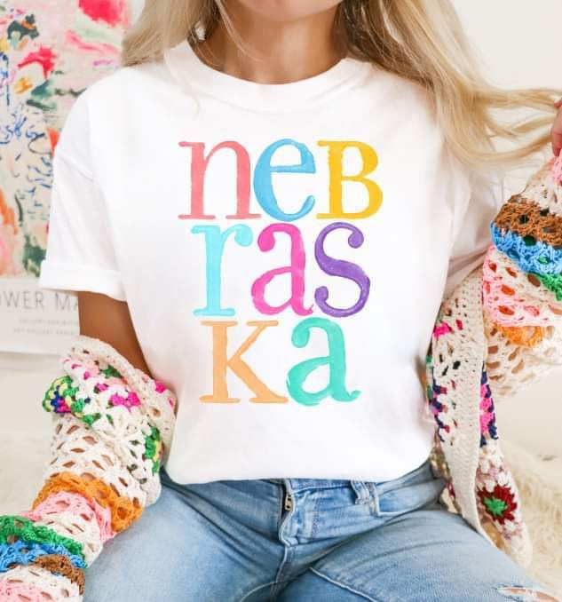 Nebraska  multi color font 26126 DTF transfer