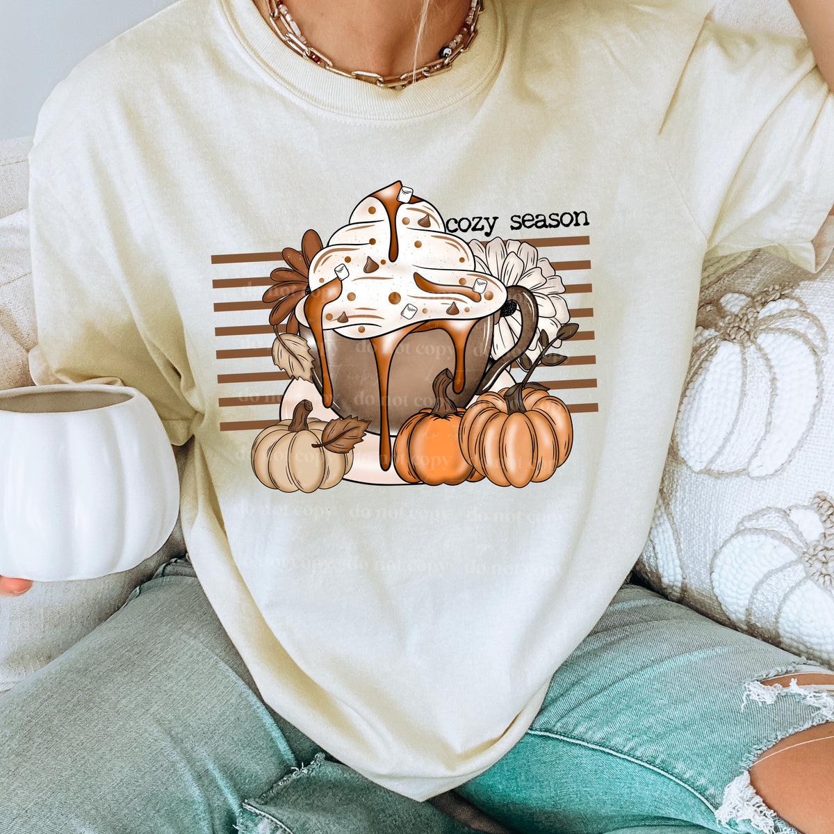 Cozy season coffee and pumpkins CSC DTF transfer