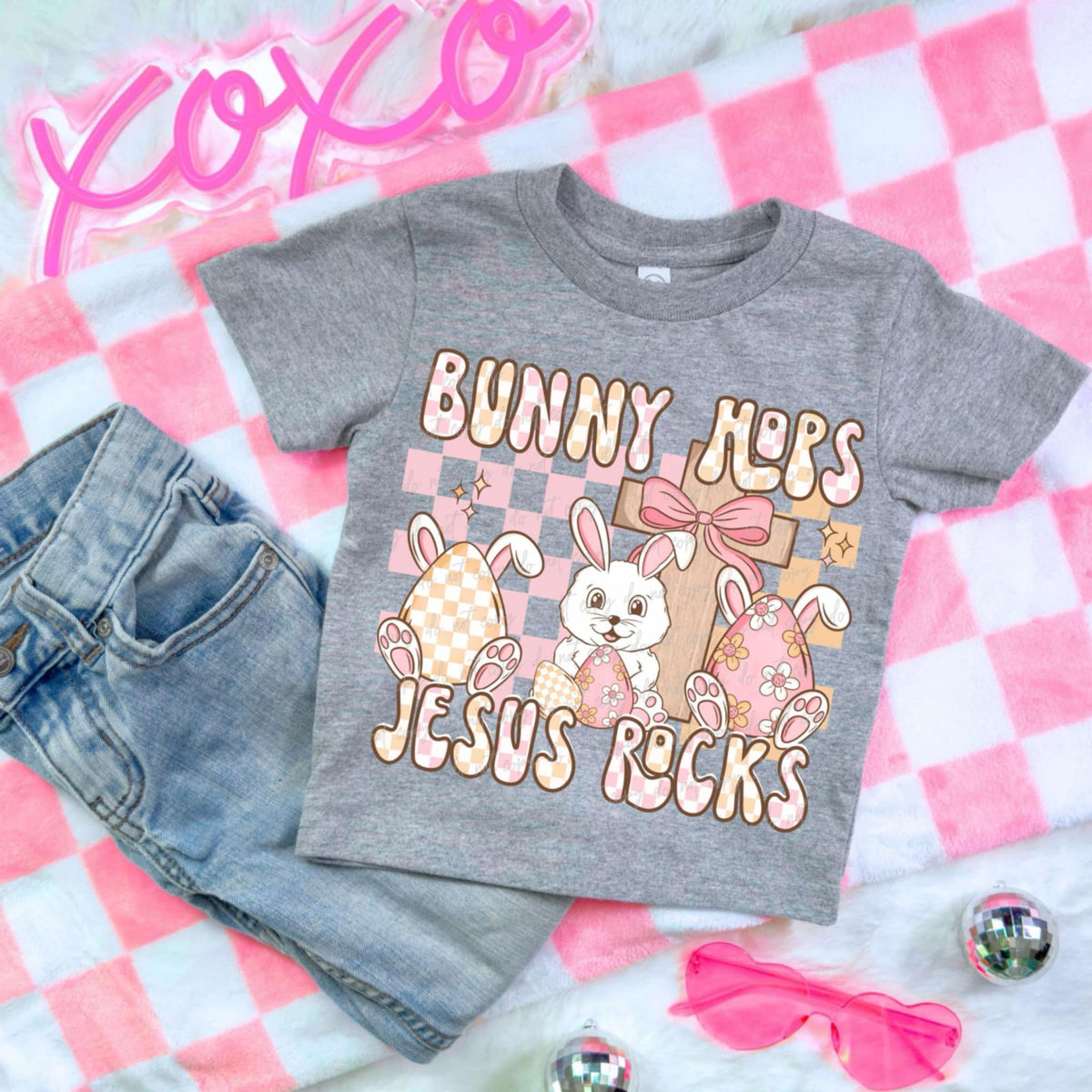Bunny hops Jesus rocks 85799 DTF transfer