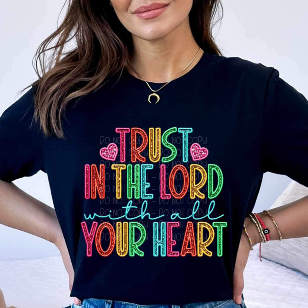 Trust in the lord with all your heart rainbow font 26194 DTF transfer