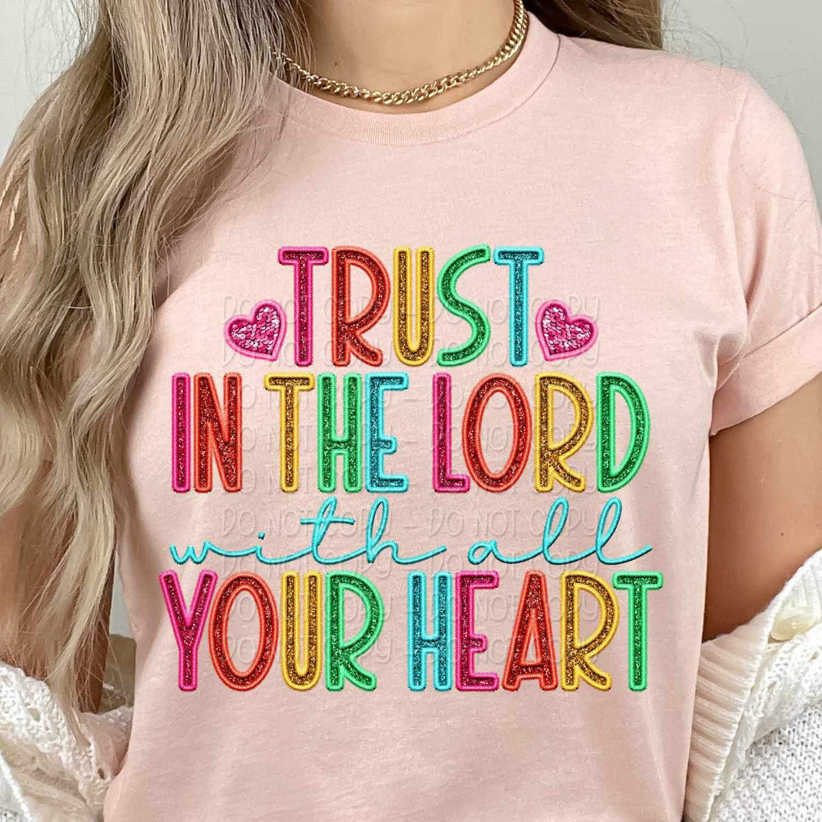 Trust in the lord with all your heart rainbow font 26194 DTF transfer