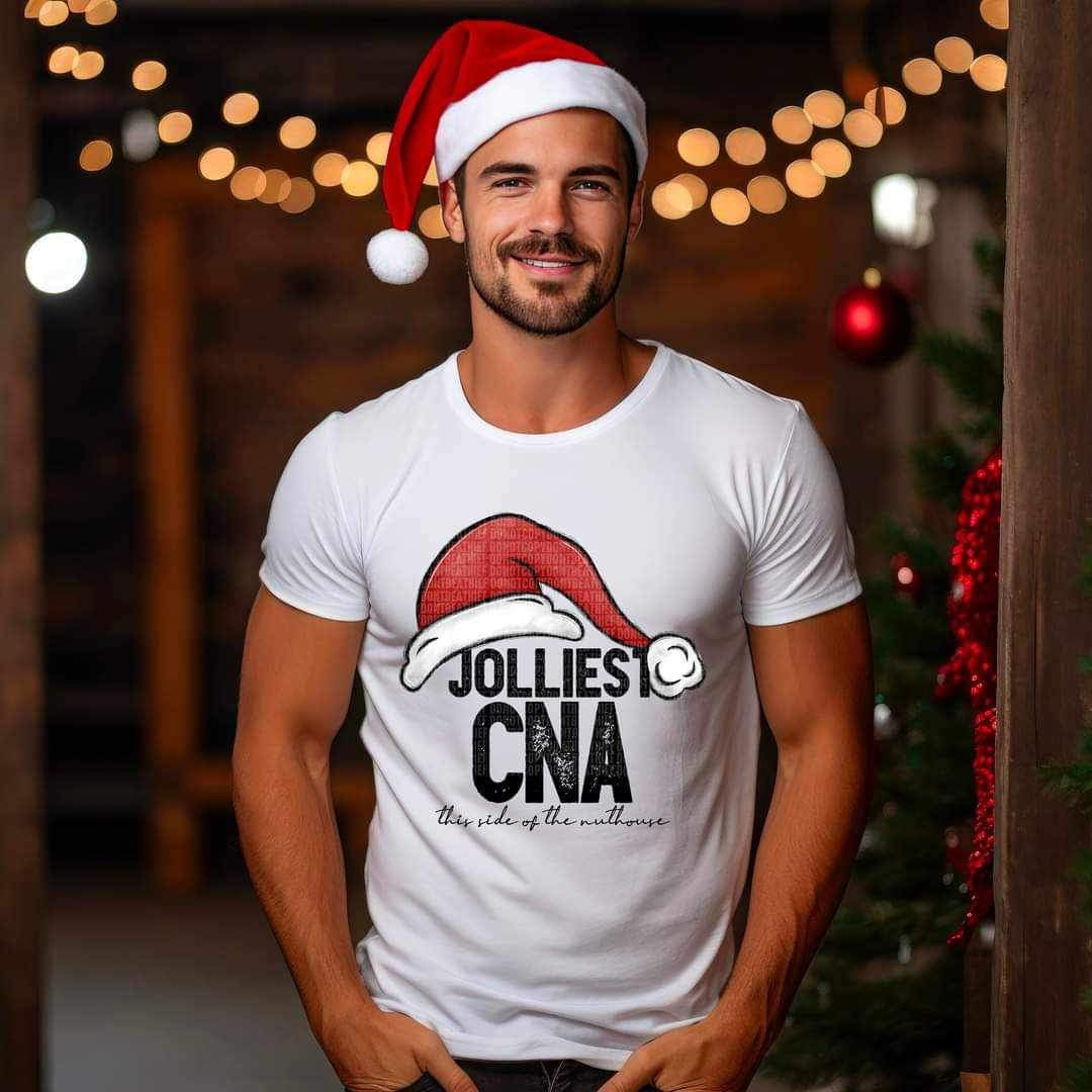 Jolliest CNA this side of the nuthouse (with santa hat) 16257 DTF Transfer