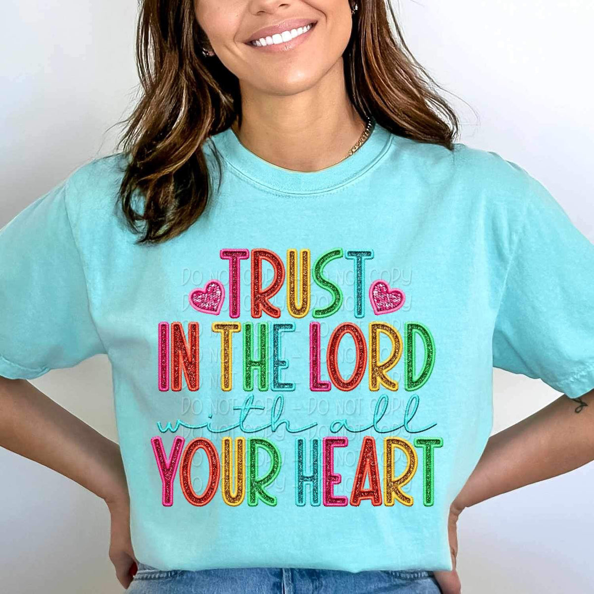 Trust in the lord with all your heart rainbow font 26194 DTF transfer