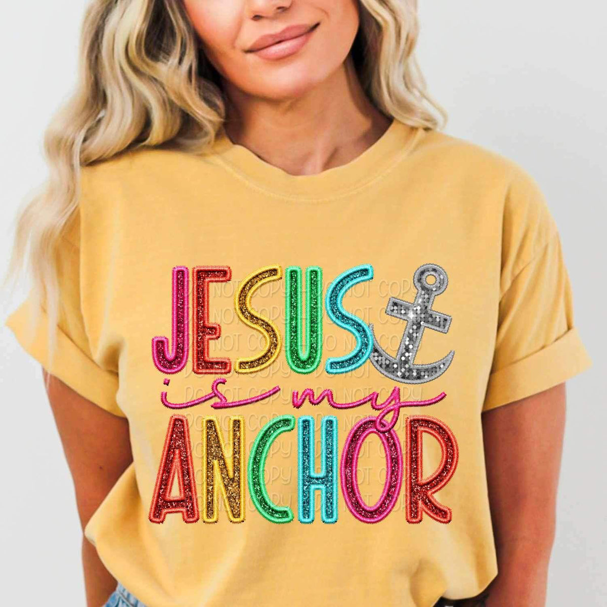 Jesus is my anchor rainbow font 26192 DTF transfer