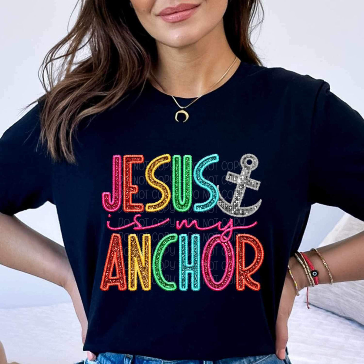 Jesus is my anchor rainbow font 26192 DTF transfer