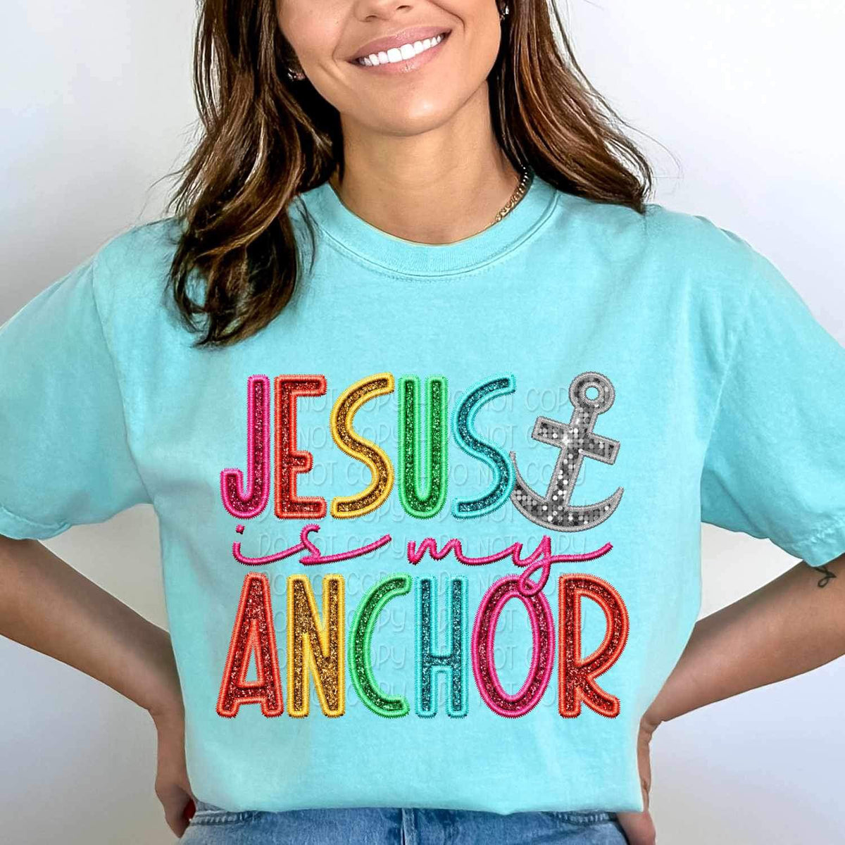Jesus is my anchor rainbow font 26192 DTF transfer