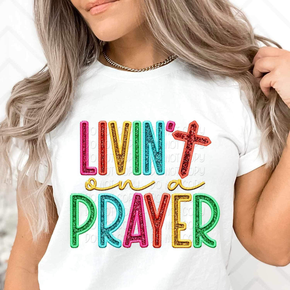 Livin on a prayer rainbow font 26193 DTF transfer