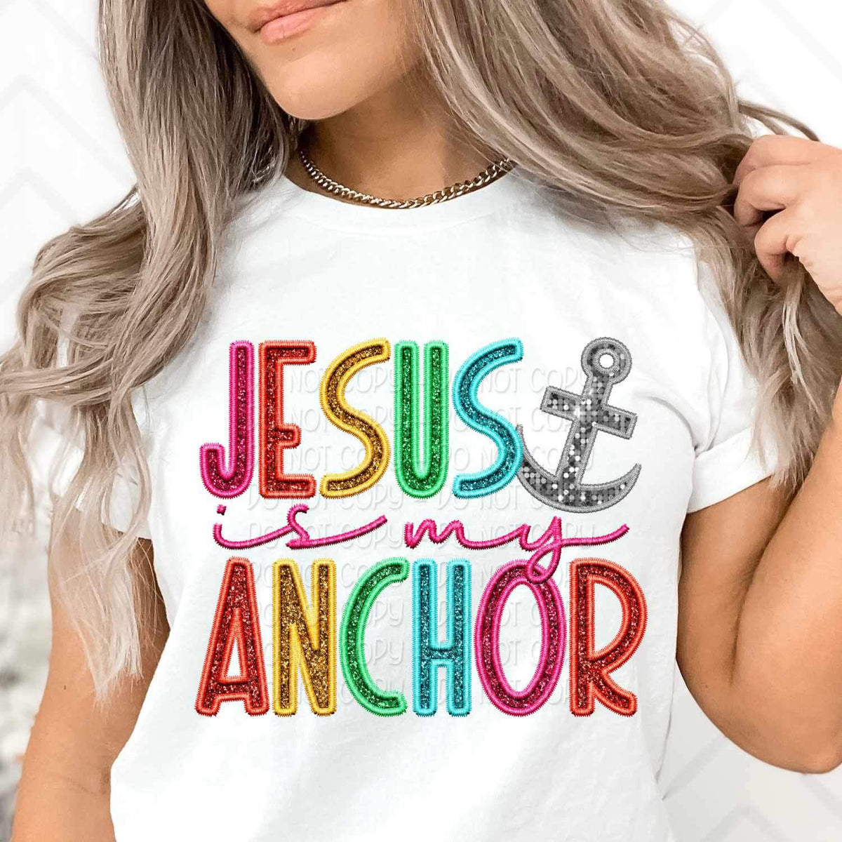 Jesus is my anchor rainbow font 26192 DTF transfer